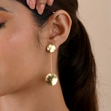 Double Round Disc Textured Earrings