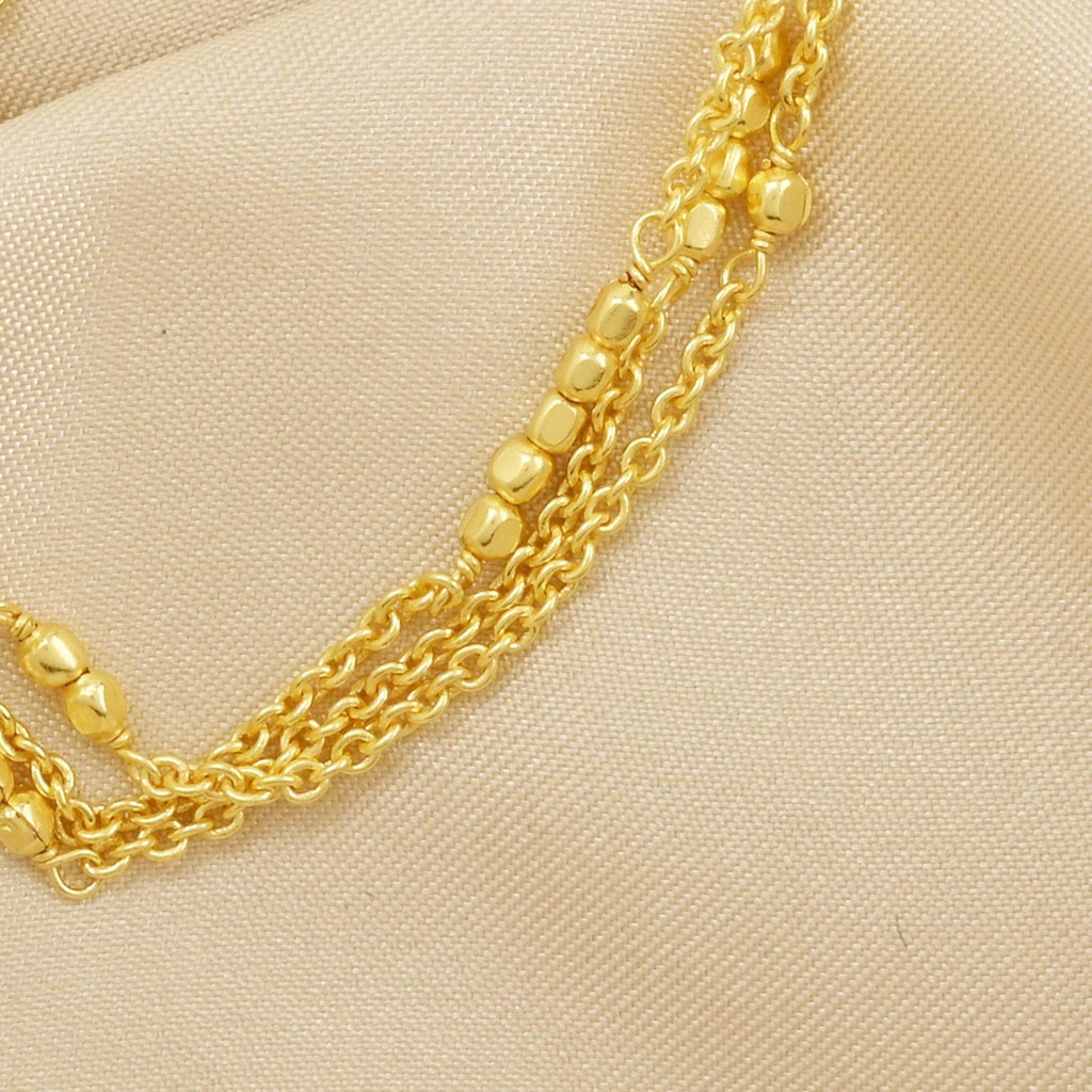 Three Layer Chain with Metal Beads Bracelets - La Vitá Jewels