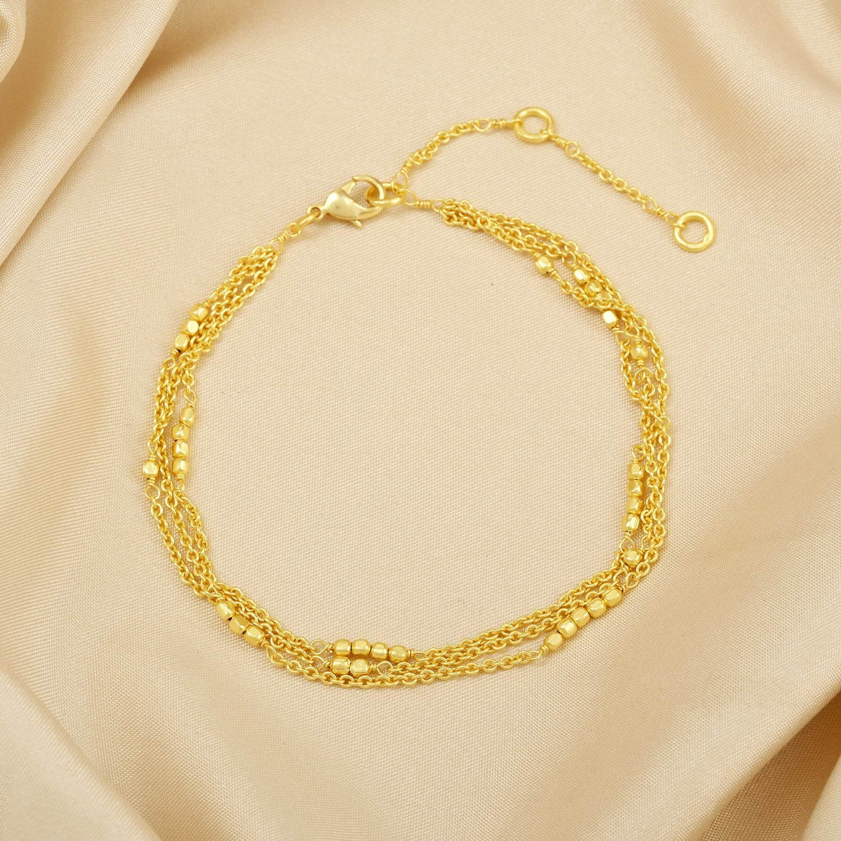Three Layer Chain with Metal Beads Bracelets - La Vitá Jewels
