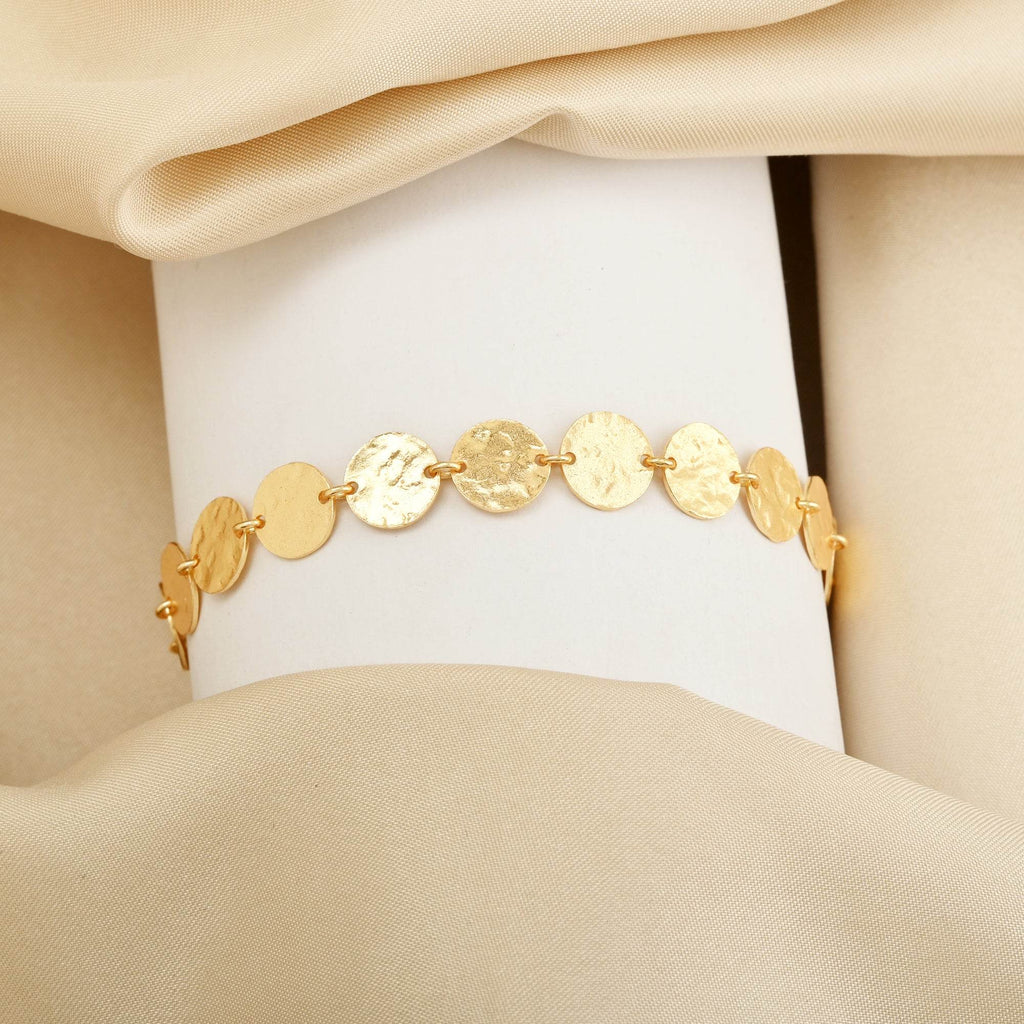 Round Disc Hammered Statement Bracelets - La Vitá Jewels