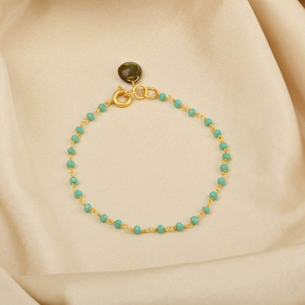 Aqua Chalcy and Labradorite Gemstone Bracelets - La Vitá Jewels
