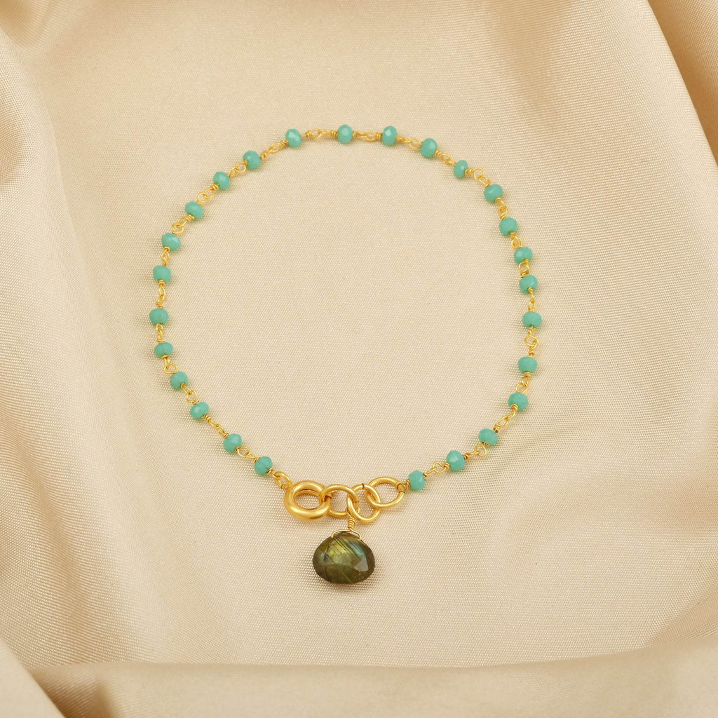 Aqua Chalcy and Labradorite Gemstone Bracelets - La Vitá Jewels