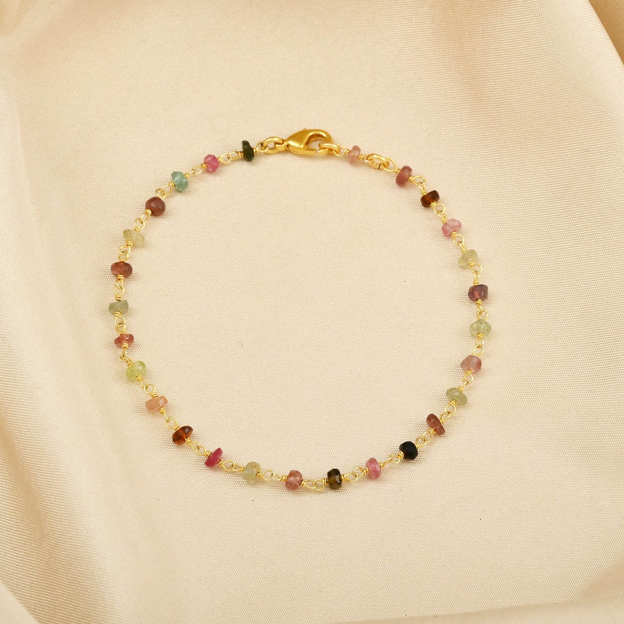 Multi Tourmaline Gemstone Beaded Bracelet - La Vitá Jewels