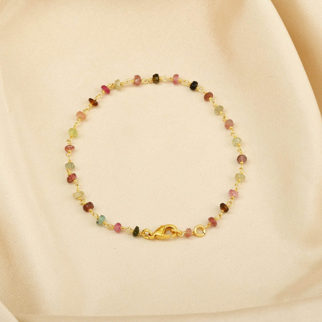 Multi Tourmaline Gemstone Beaded Bracelet - La Vitá Jewels