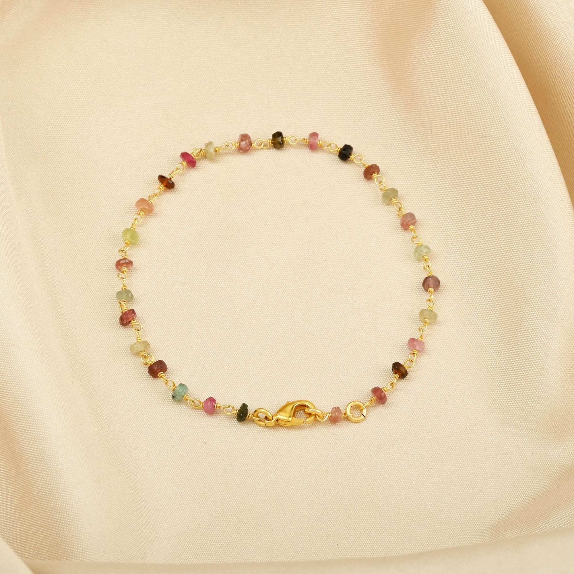 Multi Tourmaline Gemstone Beaded Bracelet - La Vitá Jewels