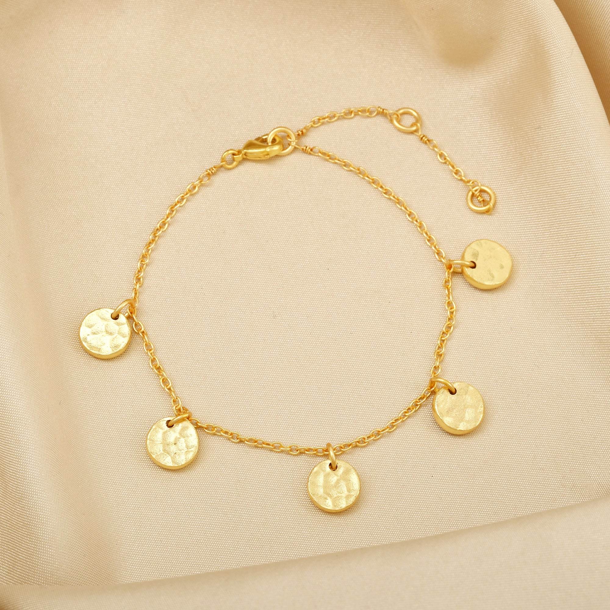 Hammered Round Disc Chain Bracelets - La Vitá Jewels