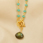 Aqua Chalcy and Labradorite Gemstone Bracelets - La Vitá Jewels