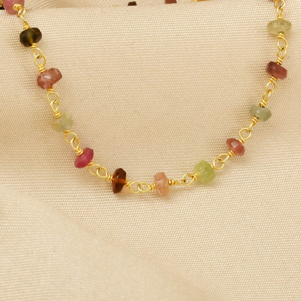 Multi Tourmaline Gemstone Beaded Bracelet - La Vitá Jewels
