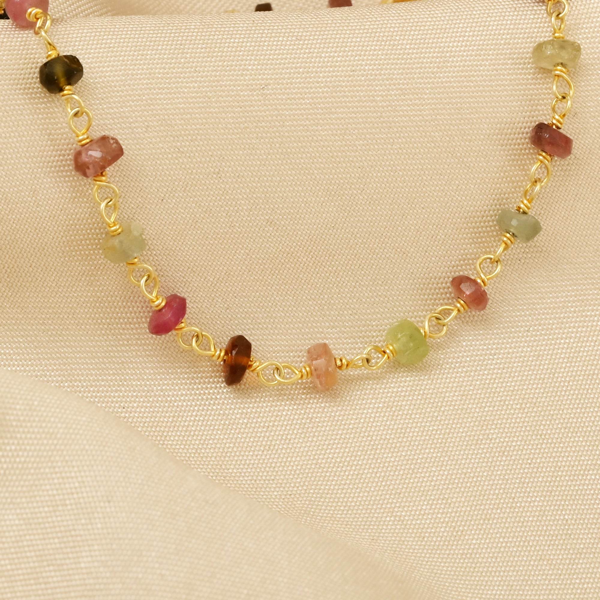 Multi Tourmaline Gemstone Beaded Bracelet - La Vitá Jewels