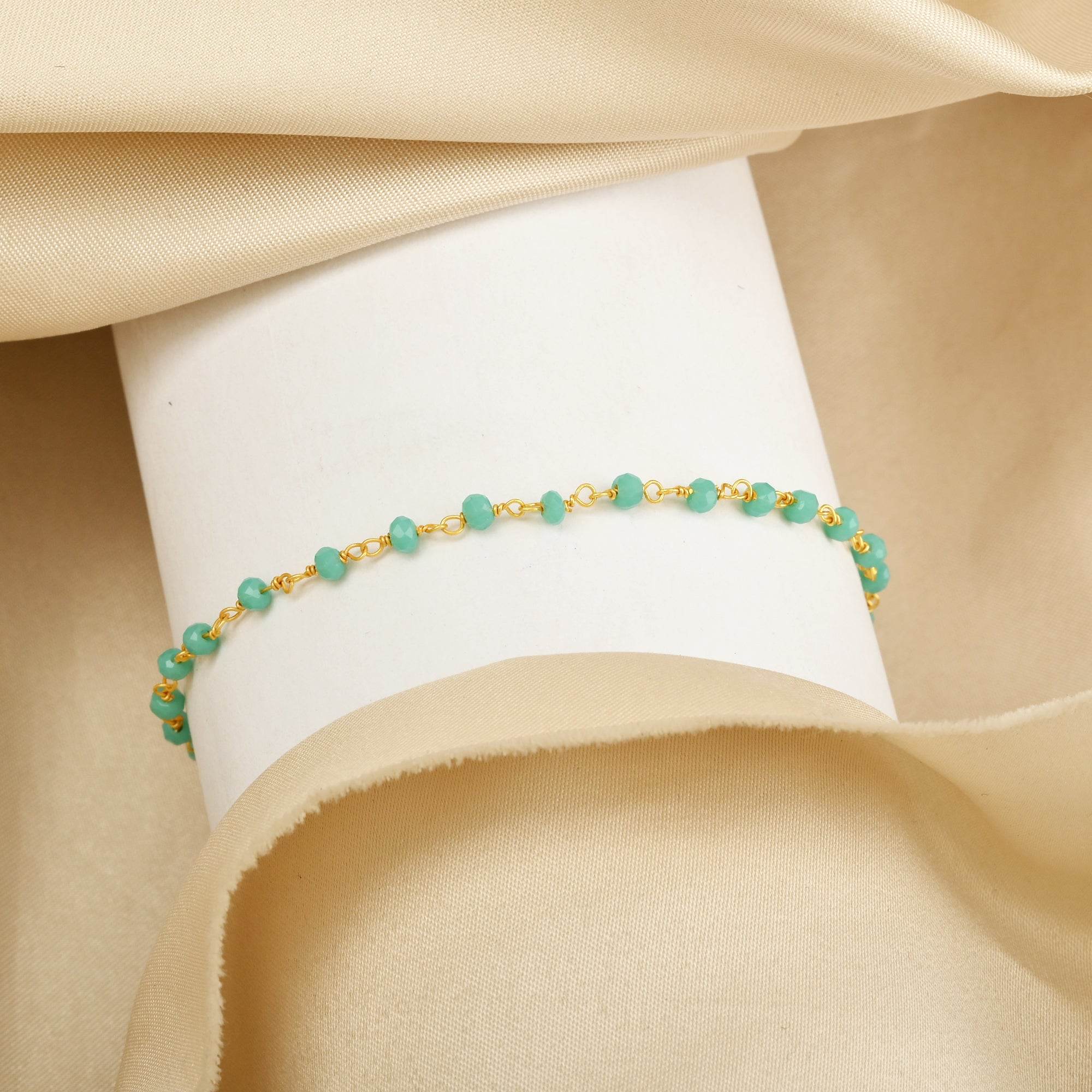 Aqua Chalcy and Labradorite Gemstone Bracelets - La Vitá Jewels