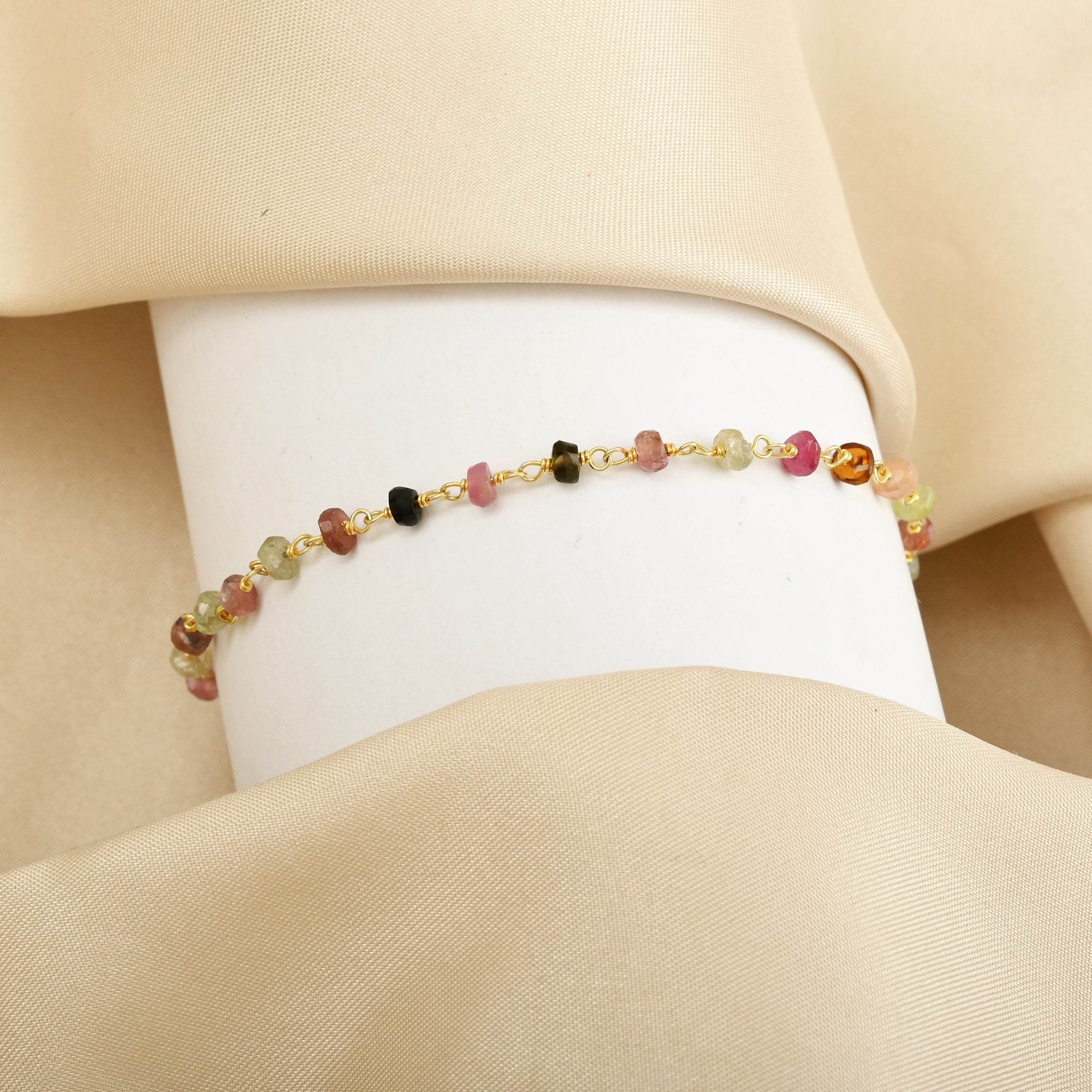 Multi Tourmaline Gemstone Beaded Bracelet - La Vitá Jewels