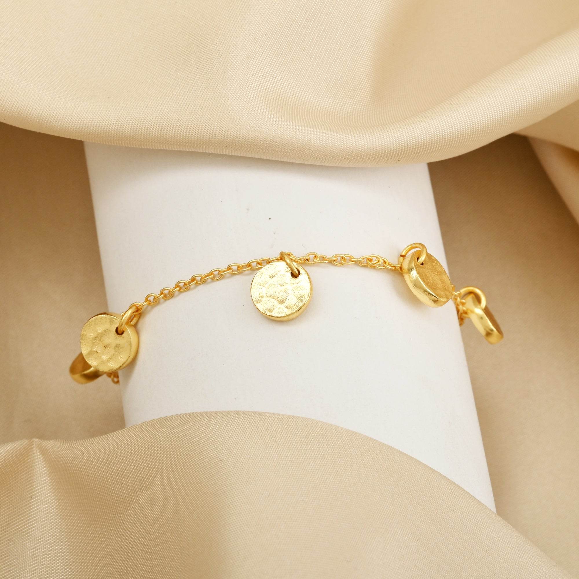 Hammered Round Disc Chain Bracelets - La Vitá Jewels