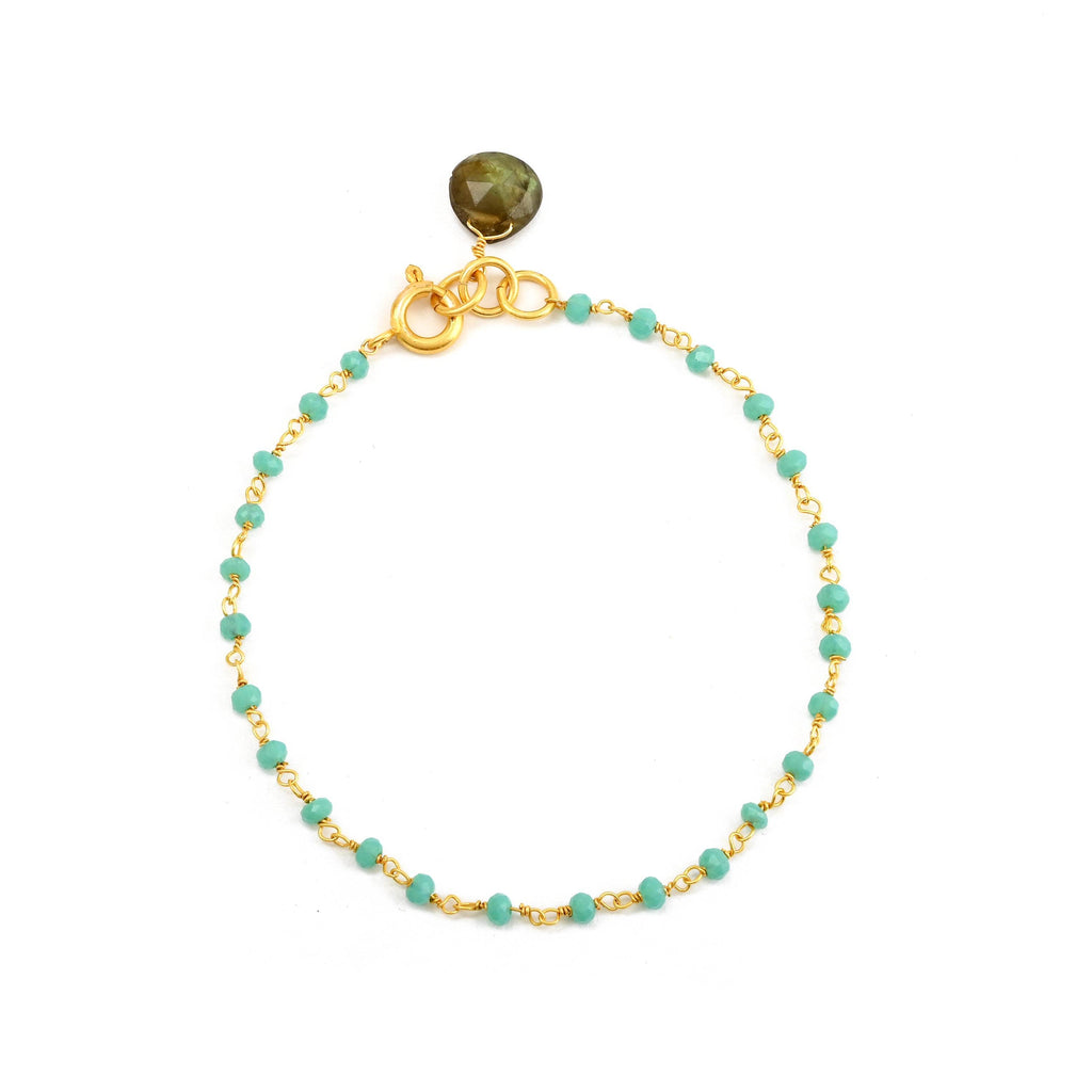 Aqua Chalcy and Labradorite Gemstone Bracelets - La Vitá Jewels