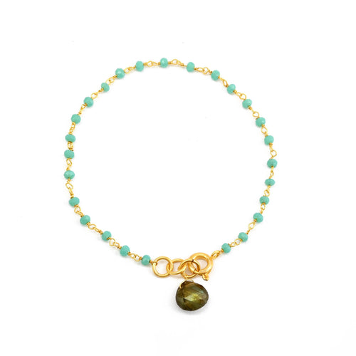 Aqua Chalcy and Labradorite Gemstone Bracelets - La Vitá Jewels