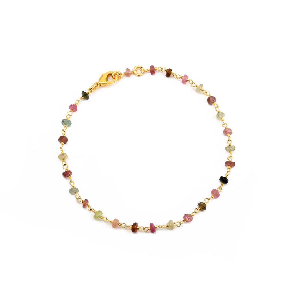 Multi Tourmaline Gemstone Beaded Bracelet - La Vitá Jewels