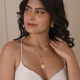 Polly Smoky Topaz gemstone with Round Disc Texture Lariat Necklace