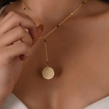 Polly Smoky Topaz gemstone with Round Disc Texture Lariat Necklace