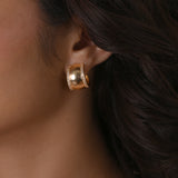 White Zircon Half Moon Hoop Earrings