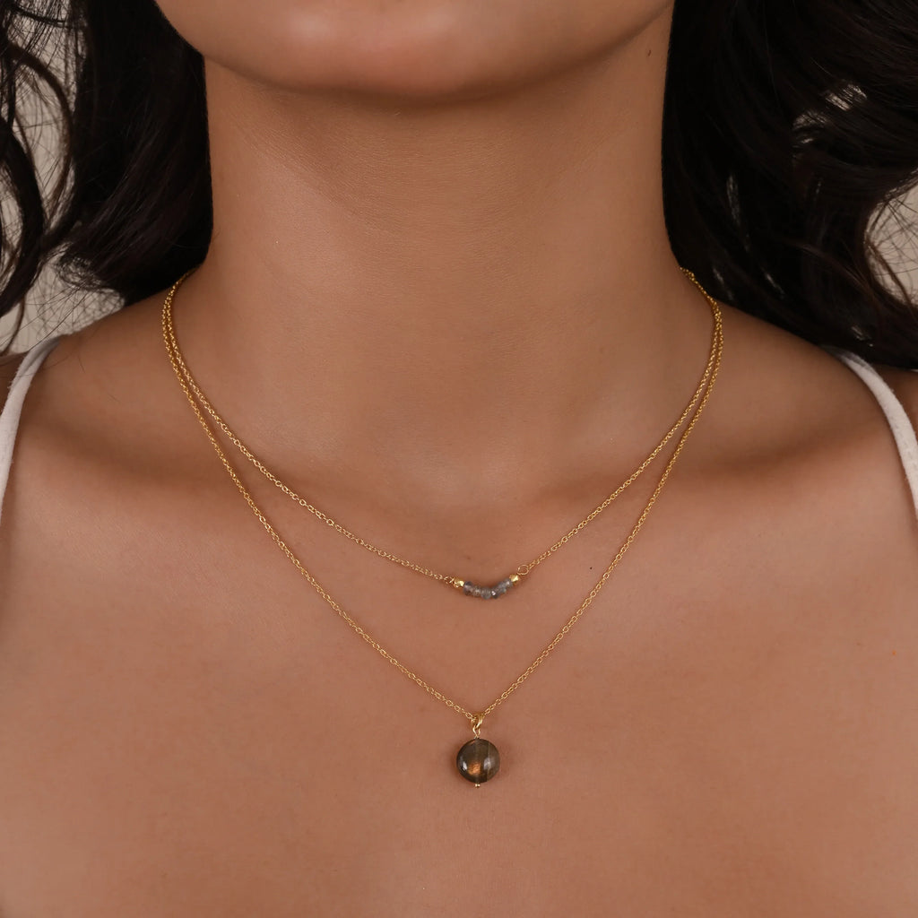 Julia Labradorite Gemstone Necklaces in Sterling Silver - La Vitá Jewels