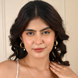 Hand Textured with Pearl Hoop Earrings