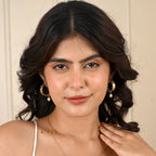 Hand Textured with Pearl Hoop Earrings - La Vitá Jewels