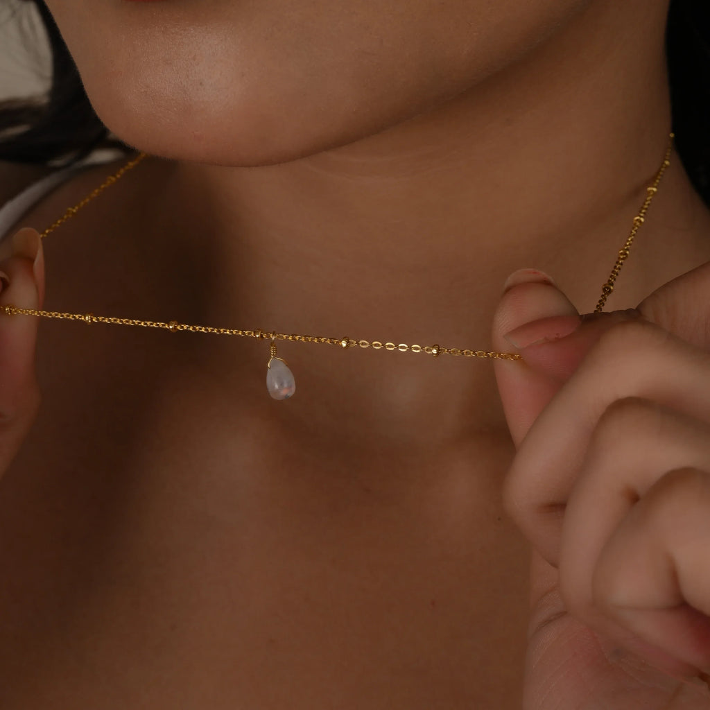 Sterling Silver Rainbow Drop with Ball Chain Necklace - La Vitá Jewels