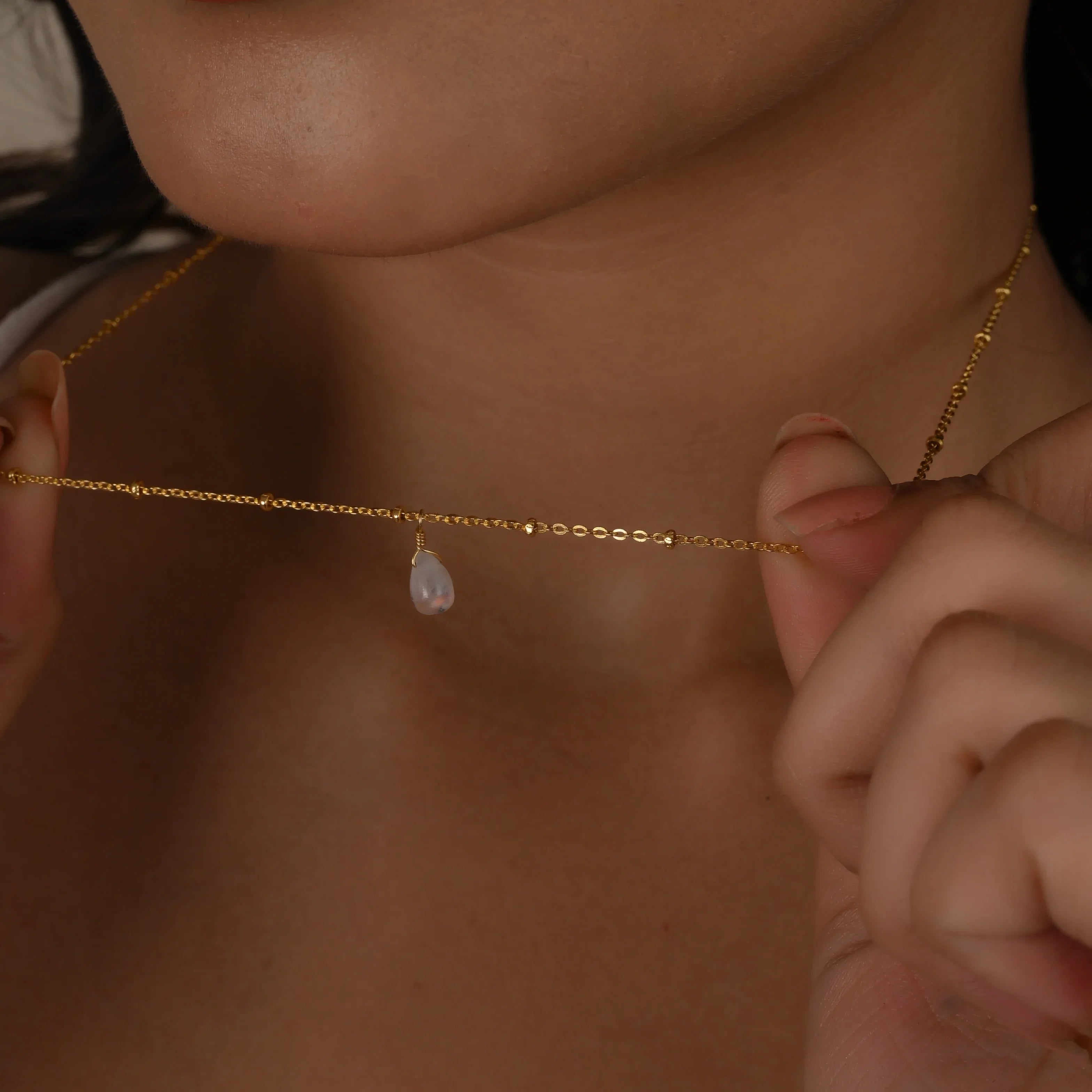 Sterling Silver Rainbow Drop with Ball Chain Necklace - La Vitá Jewels