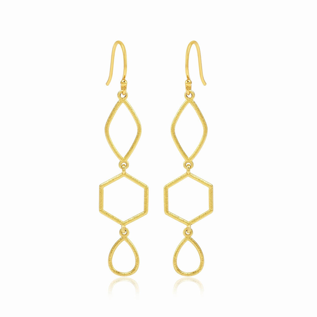 Hammered Metal Dangle Earrings - La Vitá Jewels
