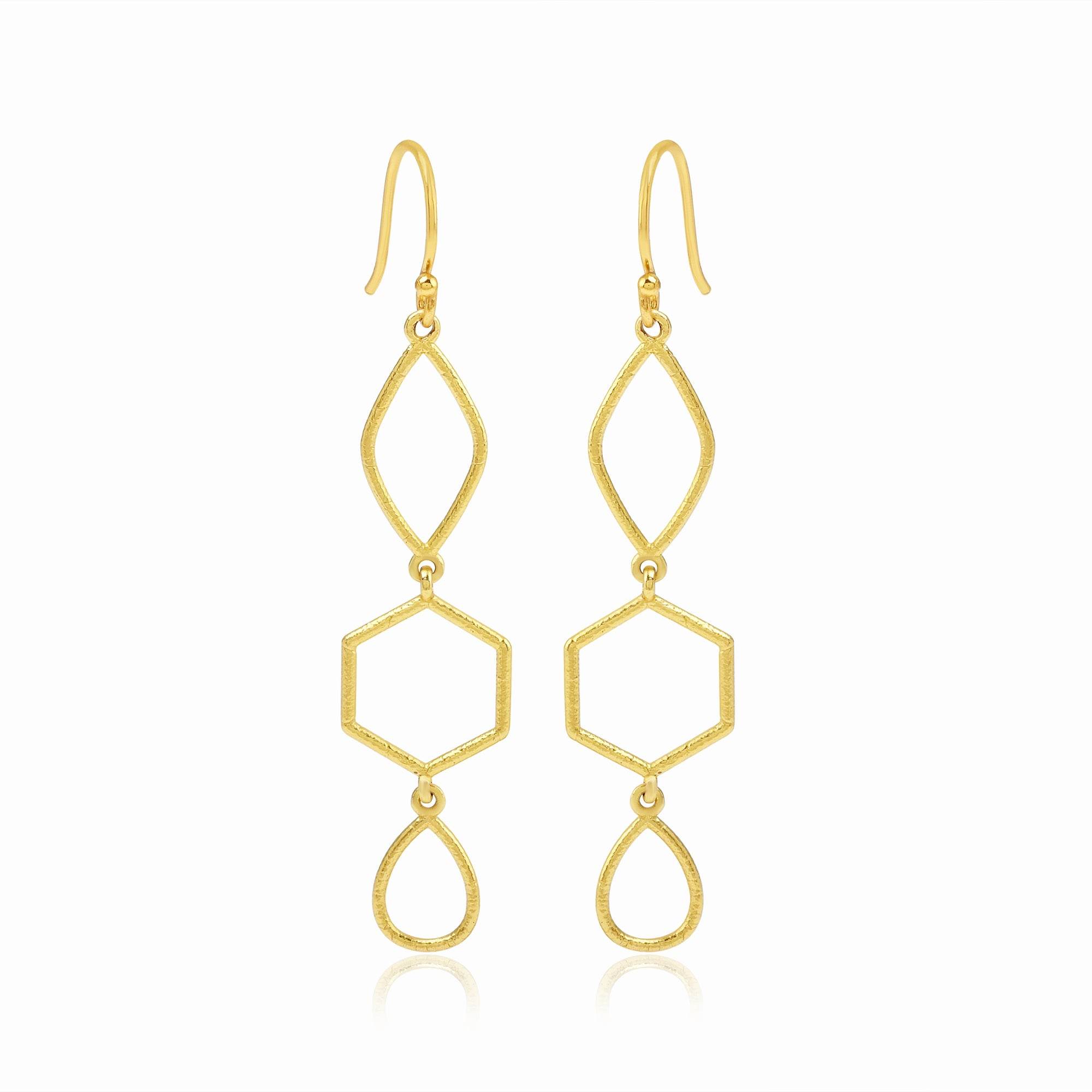 Hammered Metal Dangle Earrings - La Vitá Jewels