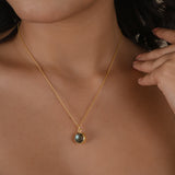 Double Moon Dual sided Gemstone Pendant Necklaces