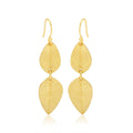 Double Leaf Texture Dangle Earrings - La Vitá Jewels