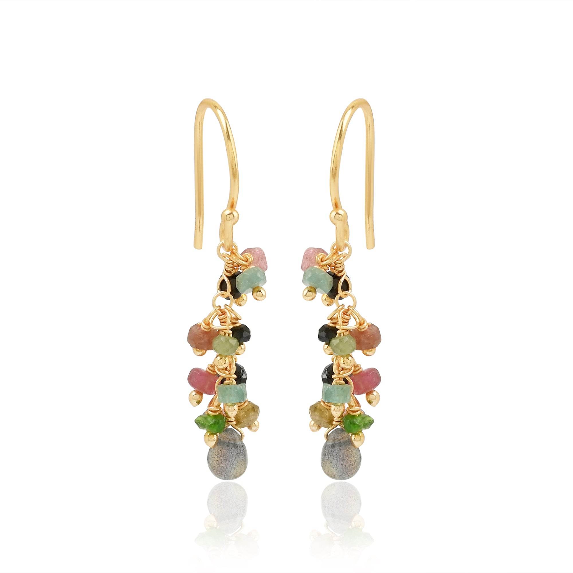 Multi Tourmaline and Labradorite Dangle Earring - La Vitá Jewels