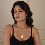 Gia Double Disc Gold Tone Hammered Necklaces