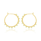 Gold Wire Wrapped Tourmaline Beads Hoop Earrings - La Vitá Jewels