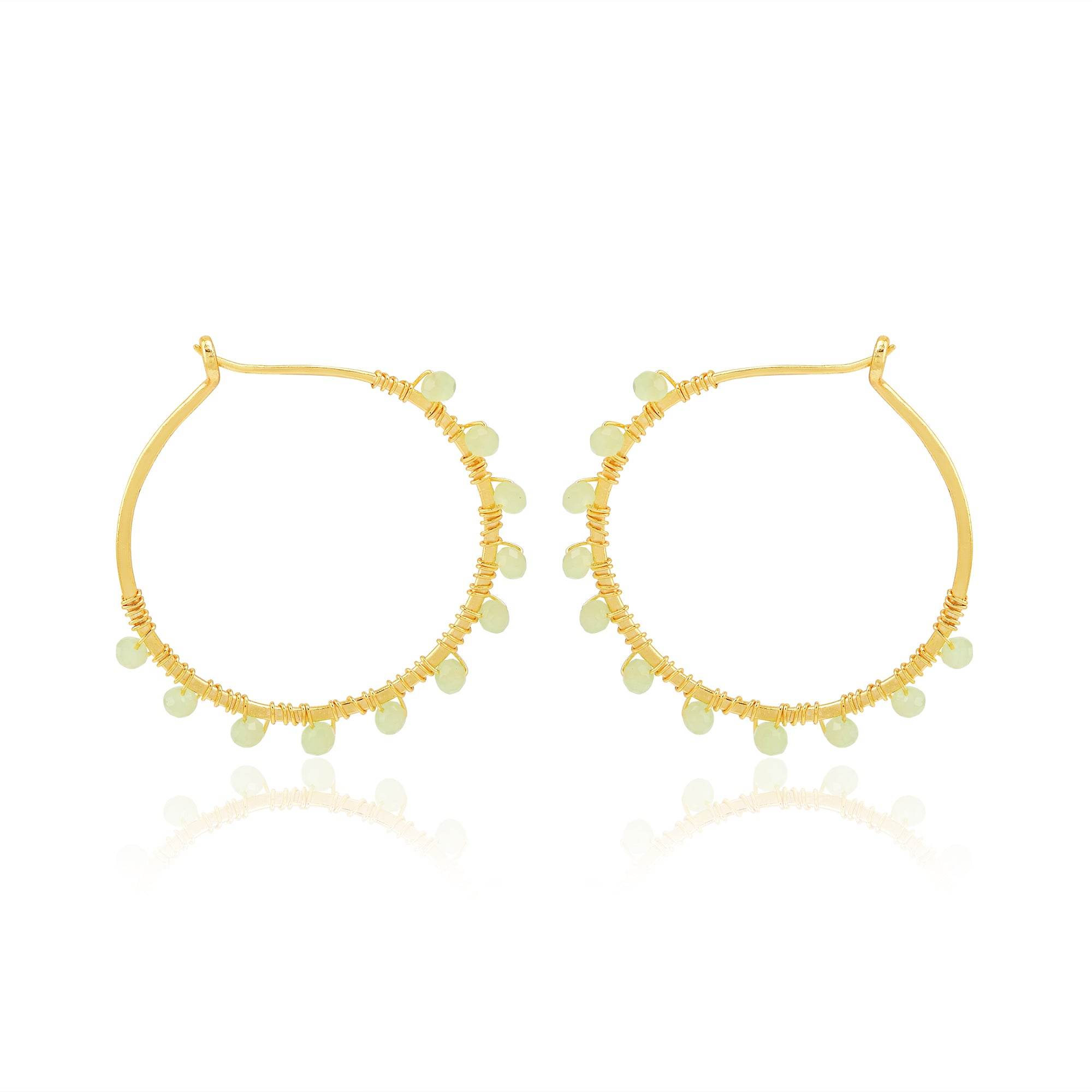 Gold Wire Wrapped Tourmaline Beads Hoop Earrings - La Vitá Jewels