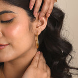 Golden Drop Shape Hoops Earring