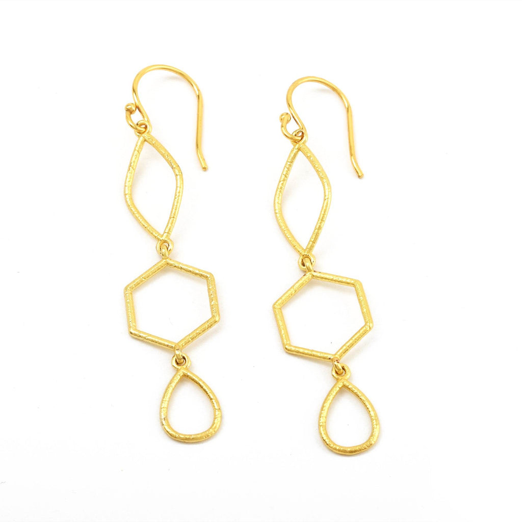 Hammered Metal Dangle Earrings - La Vitá Jewels