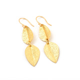 Double Leaf Texture Dangle Earrings