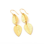 Double Leaf Texture Dangle Earrings - La Vitá Jewels