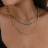 Turquoise Beads with Metal Beads Necklaces