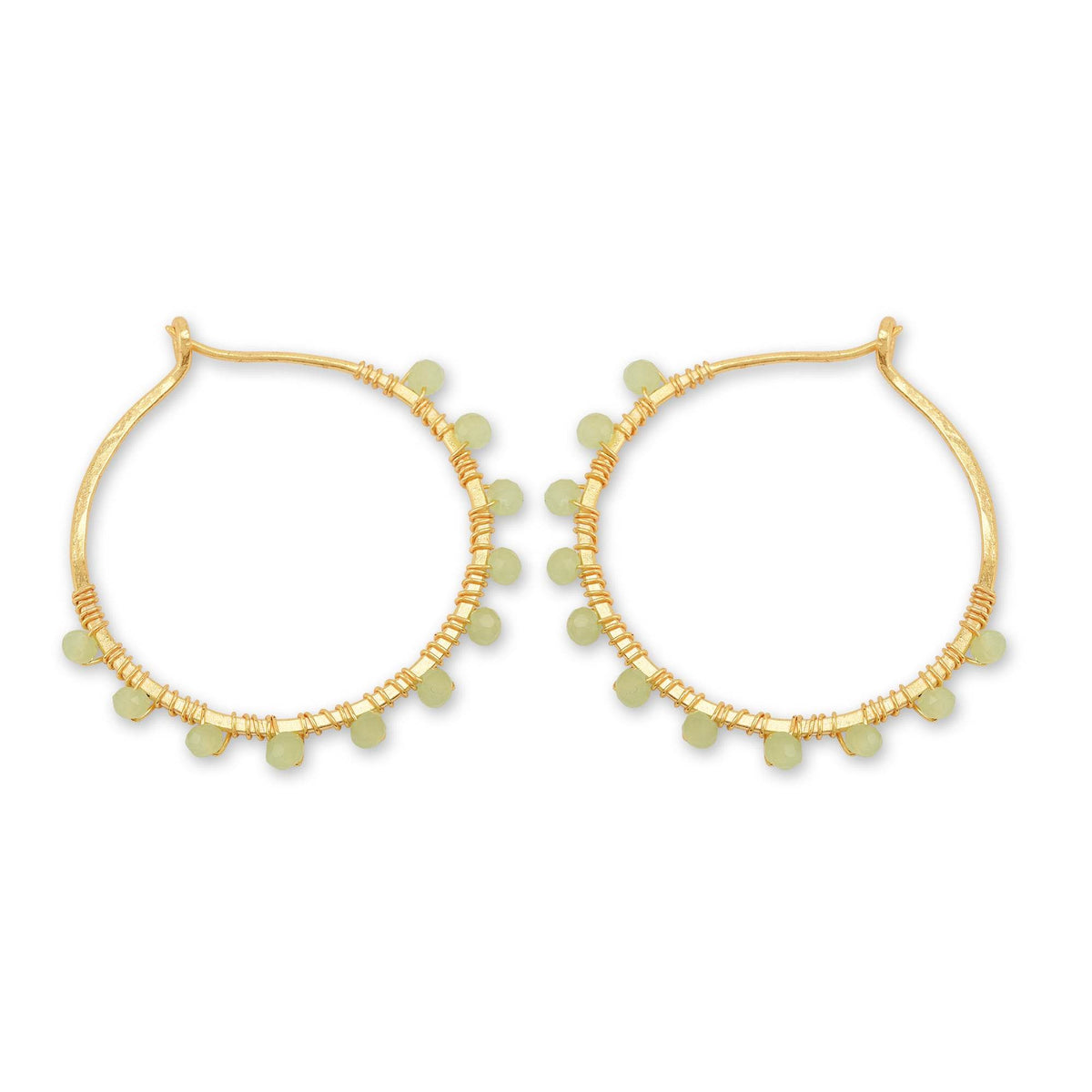 Gold Wire Wrapped Tourmaline Beads Hoop Earrings - La Vitá Jewels