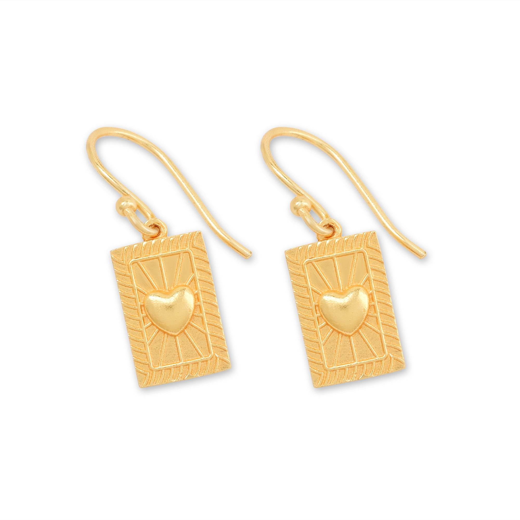 Metal Texture with Heart Earrings - La Vitá Jewels
