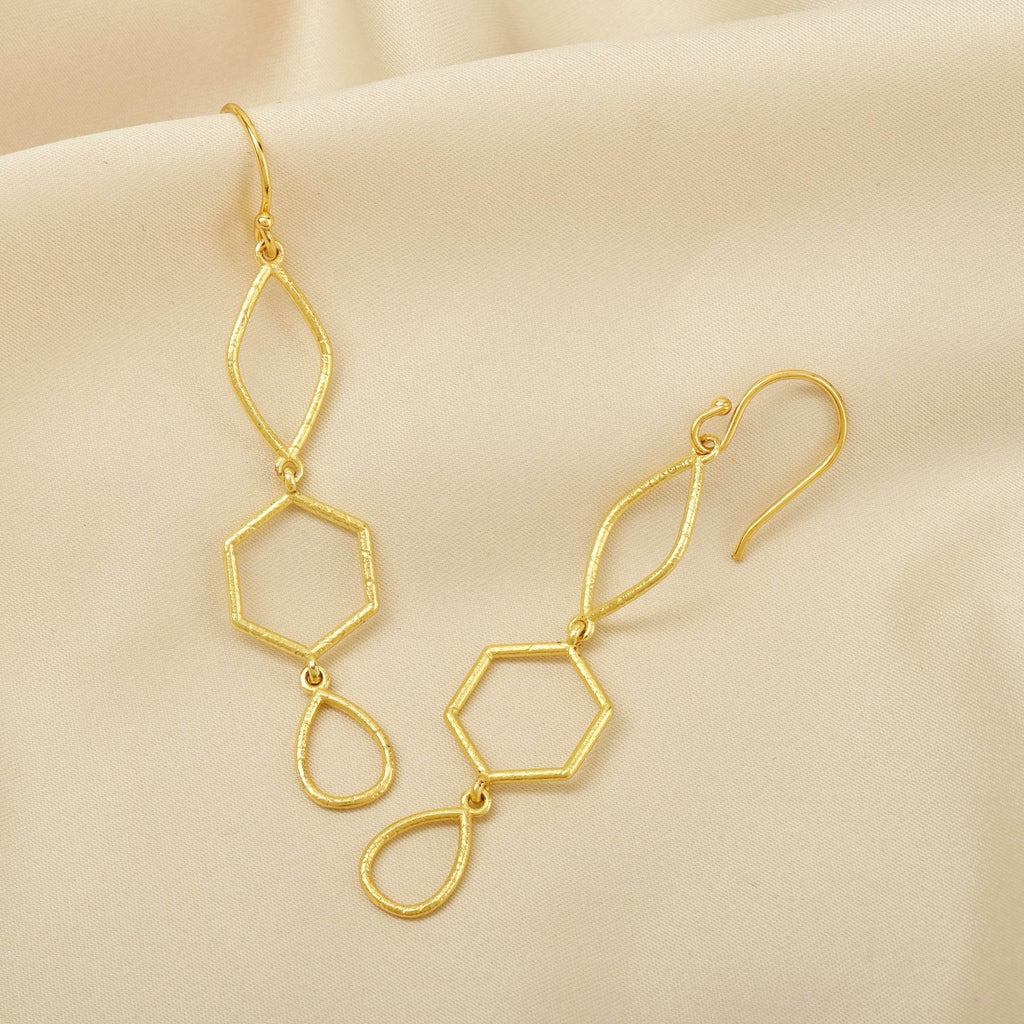 Hammered Metal Dangle Earrings - La Vitá Jewels