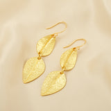 Double Leaf Texture Dangle Earrings