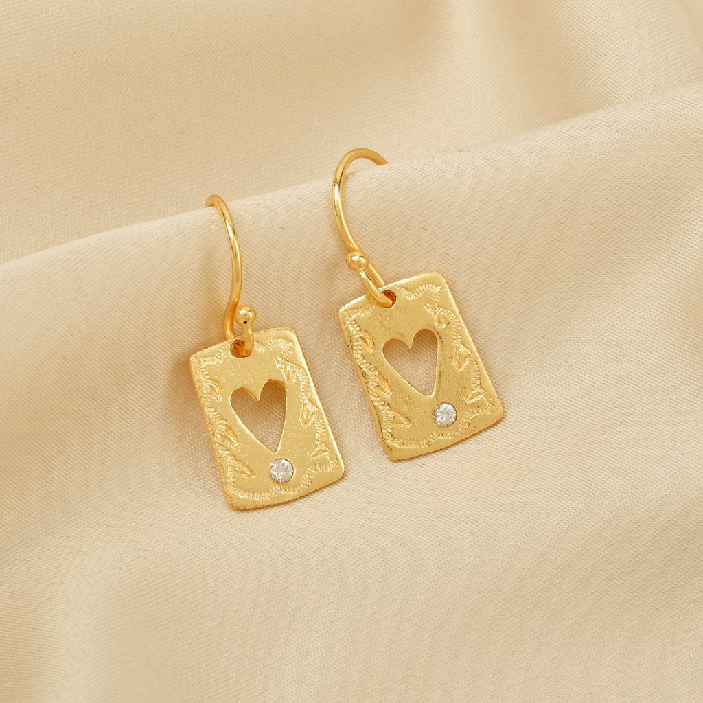 White Zircon Heart Earrings - La Vitá Jewels
