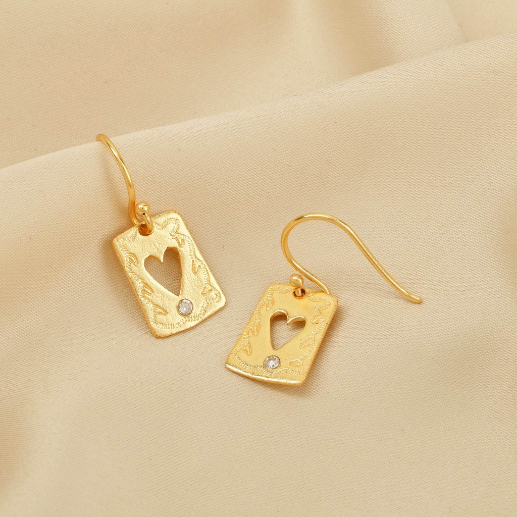 White Zircon Heart Earrings - La Vitá Jewels