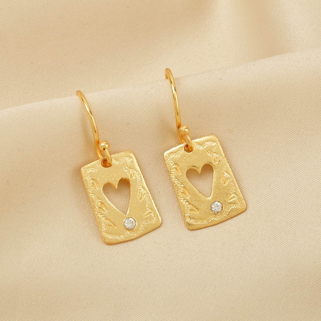 White Zircon Heart Earrings - La Vitá Jewels