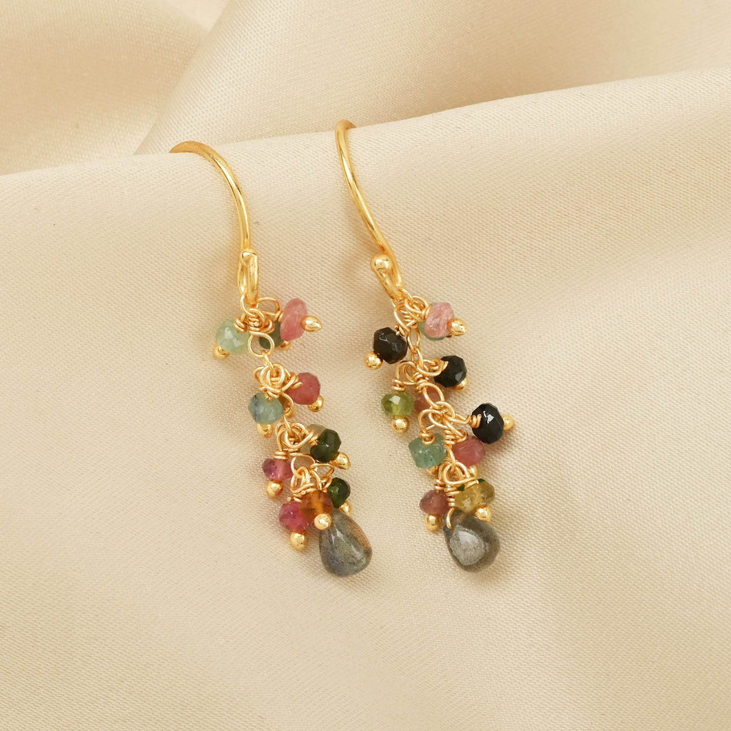 Multi Tourmaline and Labradorite Dangle Earring - La Vitá Jewels