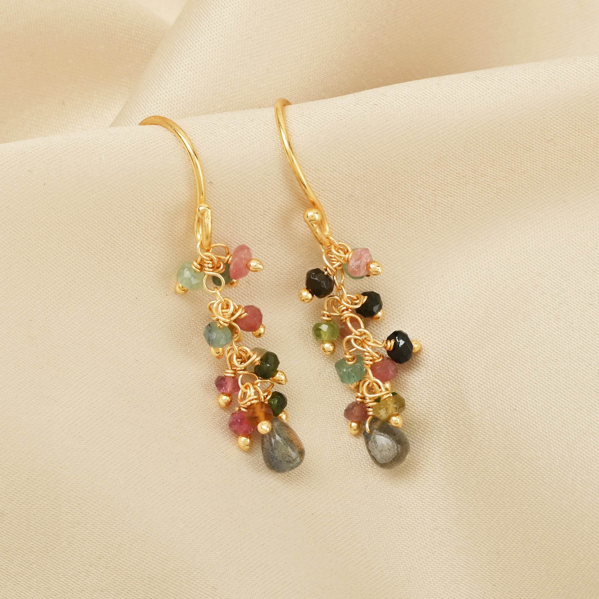 Multi Tourmaline and Labradorite Dangle Earring - La Vitá Jewels
