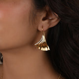 Biloba-Ginkgo Leaf with White CZ Earrings